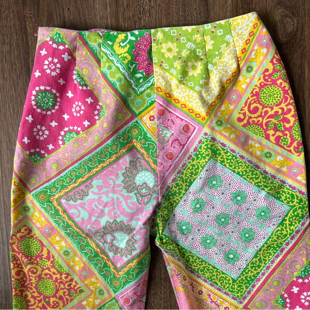Y2K MARY JANE MARCASIANO Patchwork Paisley Ankle Pants Preppy Resort Statement 6 - Picture 11 of 12